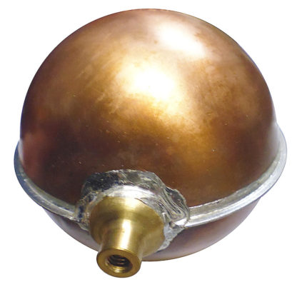 4-1-2 Copper Circular Ball Valve Tank Float, Left Side View