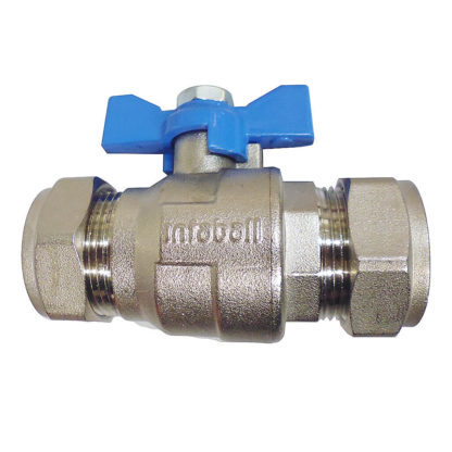 Altecnic Intaball Ball Valve 22mm with Blue Butterfly Handle, Reverse Photo