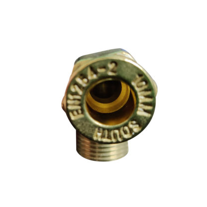 3/8' x 10mm Elbow Brass Fitting Male Iron Front View photo