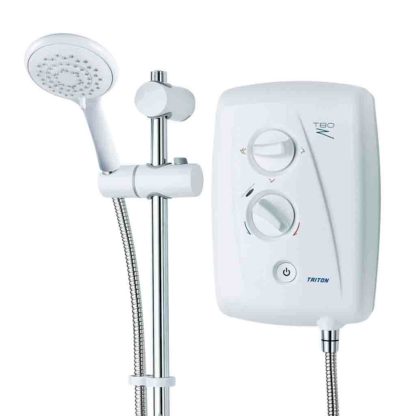 Triton T80Z Fast-Fit Electric Shower White/Chrome, 8.5kW Front Close Photo