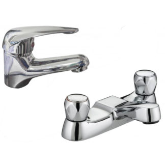 Bristan Club Bath Filler and Contemporary Basin Tap, Twin Pack