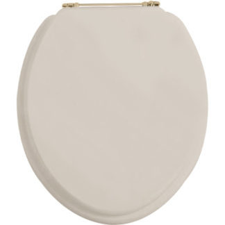 Heritage Ivory Lace Toilet Seat, Vintage Gold Hinges Front Photo
